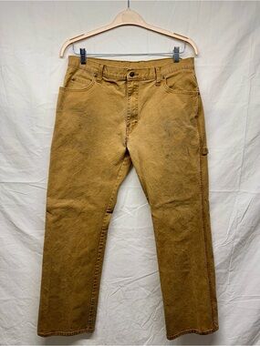Men's Dickies Cargo Carpenter Pants in Mustard Brown - Classic Workwear
